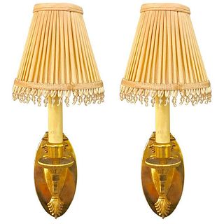 Pair of Candle Prick Brass Single Light Sconces
