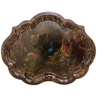 19th Century Hand Painted Tole Serving Tray