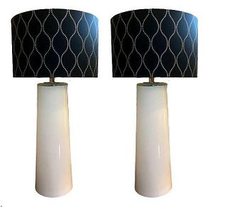 Pair of Mid Century Mod Milk Glass Lamps
