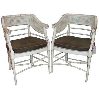 Pair of Swedish Faux Bamboo Chairs