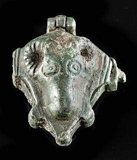 Roman Leaded Bronze Seal Box w/ Ram Head & Lion