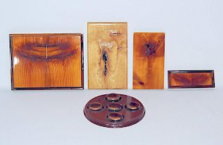 Grouping of Five Thomas Nicosia Wood Panels