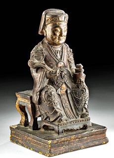 19th C. Chinese Qing Wood Empress Statue