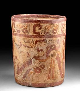 Maya Copador Pottery Cylinder w/ Figures