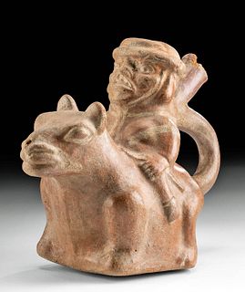 Moche Pottery Rider Stirrup Vessel w/ Llama