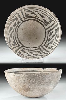 Prehistoric Anasazi Black On White Pottery Bowl