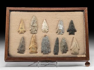 Lot of 11 Native American Midwestern Stone Arrowheads