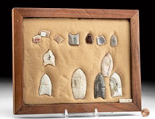 13 Native American Paleo-Indian Stone Arrowheads