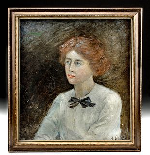 Framed Victorian Era Painting - Portrait of a Woman
