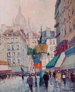 R. Bessier Oil on Canvas of Parisian Street