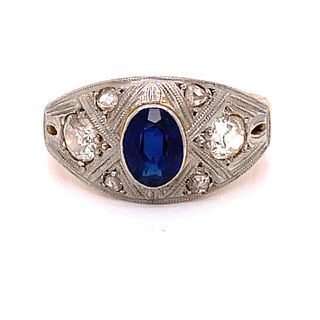 1920’s Platinum 18k Sapphire Diamond Ring