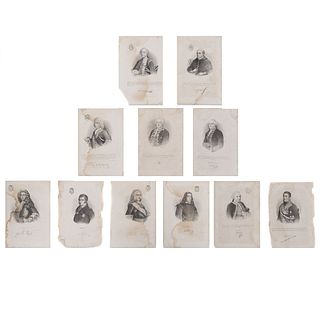 Litografías Tomadas de la Obra: “Los Gobernantes de México”. México, ca. 1870. 29 x 19 cm., en promedio. Piezas: 11.