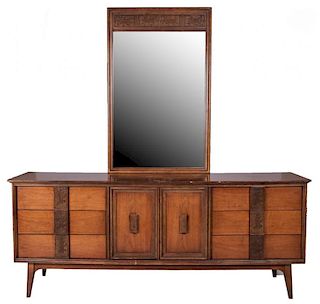 Bassett Furniture Brutalist Dresser w/ Mirror