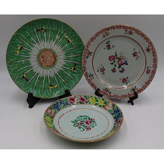 (3) Chinese Famille Rose Plates.