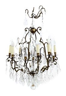 A cut-glass and gilt-metal chandelier,