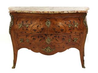 A French Louis XV kingwood, marquetry-inlaid and ormolu-mounted commode,