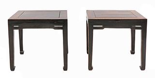 A pair of Chinese hardwood square tables,