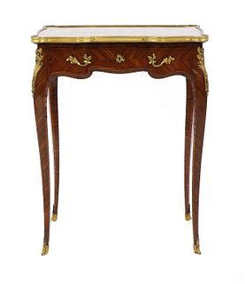 A Louis XV-style kingwood and ormolu-mounted side table,