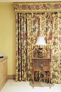 Two pairs of lined and interlined Jaipur pattern curtains,