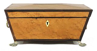 A Regency bird's-eye maple and thuya sarcophagus box,