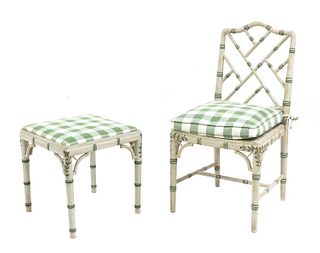 A painted faux bamboo single chair,