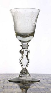 A Dutch engraved drinking glass,