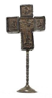 A carved olivewood Mount Athos crucifix,