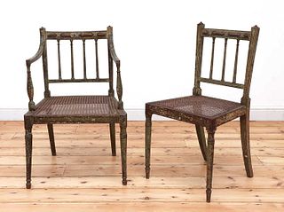 Two Regency painted chairs,