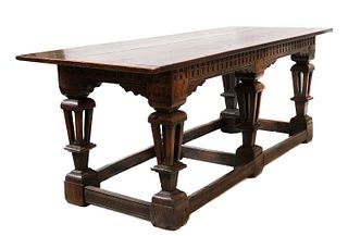 A Jacobean style oak refectory table,