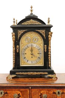 A George III-style ebonised and gilt-mounted bracket clock,