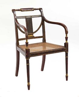 A Regency simulated rosewood open armchair,