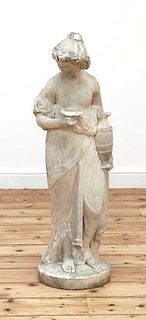 A marble statue of a classical maiden after the antique,