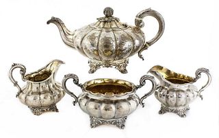 An early Victorian silver four-piece tea set,
