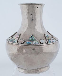 Los Castillo Silverplate & Inlayed Vase