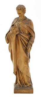 A Flemish carved wood figure of St Paul,