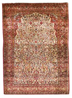 A Persian silk prayer rug,