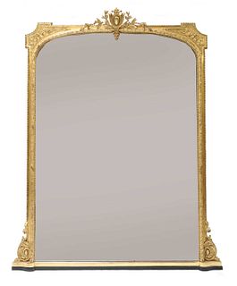 A gilt overmantel mirror,