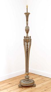 A Continental painted and parcel-gilt standard lamp,