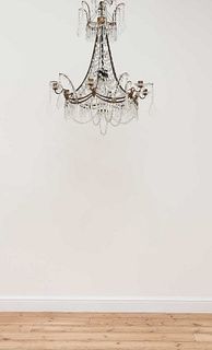 A Danish Louis XVI-style brass-framed six-light chandelier,