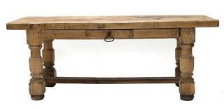 A scrubbed oak refectory table,
