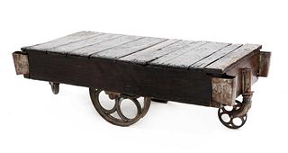 An industrial low coffee table,