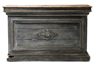 A French provincial painted shop counter,