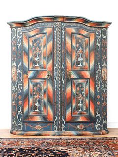 A Northern European painted pine armoire,