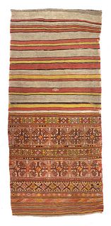 Two tribal kilim-faced camel bags,