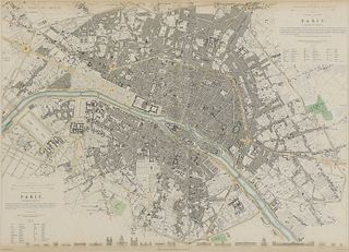 A set of four old maps of Paris, the Environs of Paris, Bordeaux and Toulon,