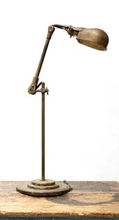An industrial painted metal machinist's lamp,