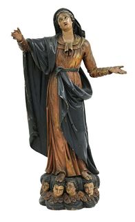 A Continental carved wood figure of Mary,