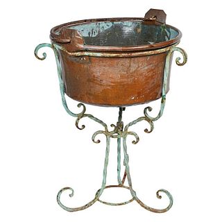 Copper Bucket on Iron Stand