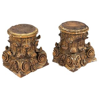19th Century French Wooden Column Capitals
