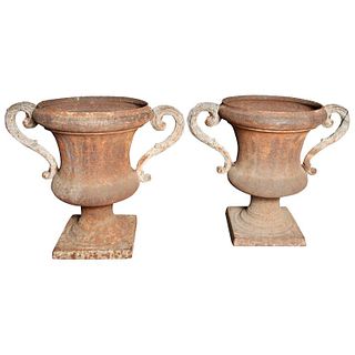 Pair of 19th Century Large French Iron Urns